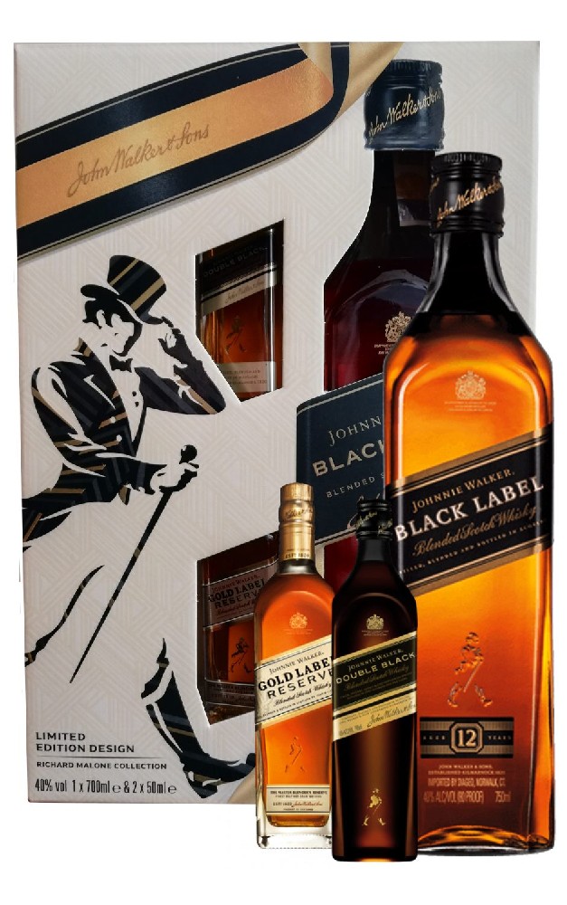 Johnnie Walker Whisky J.Walker Black label + 2mini gB 40%0.80l
