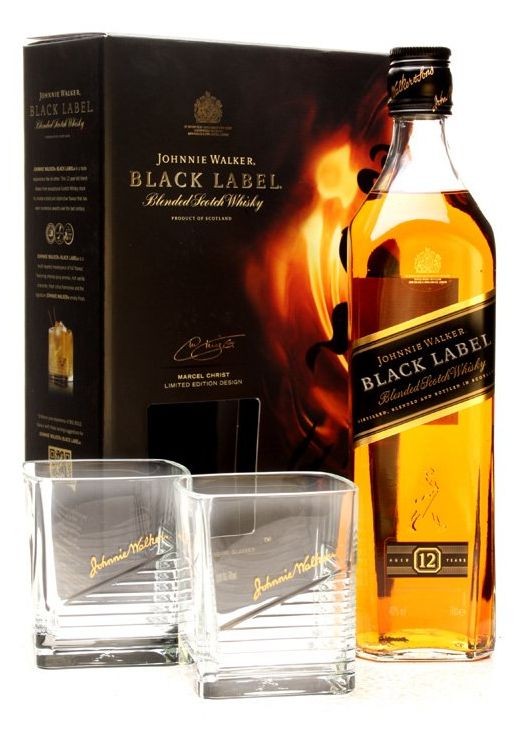 Johnnie Walker Black label se skleničkama 0.7l