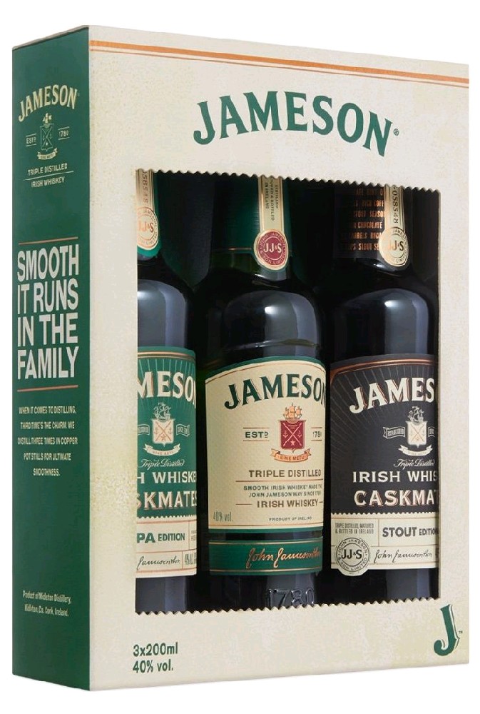 Set Whisky Jameson v kovovém nosiči gB 40%3x0.20l