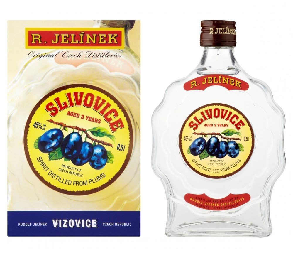 Jelínek Rudolf Slivovice bílá budík Jelínek 0.5l