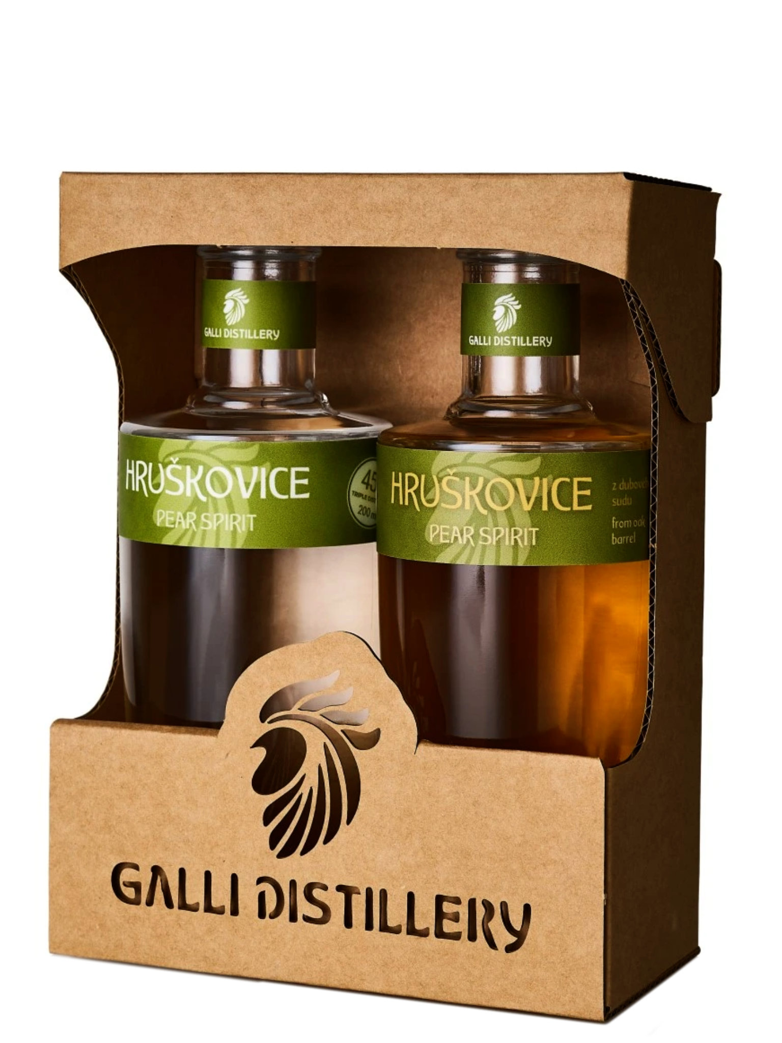 GALLI DISTILLERY Galli Dárkové balení Hruškovice 0,2l + Hruškovice z dubového sudu 0,2l
