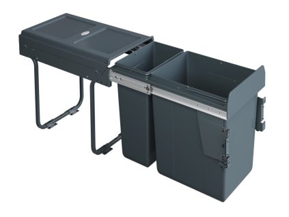 Výsuvný odpadkový 2-koš 1x20 l + 1x10 l + set pro úchycení dvířek, antracit, K30