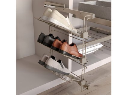 Výsuvný botník boční HACK s tl. dovřením, 320x444x656 mm, pravý, kamenná šedá