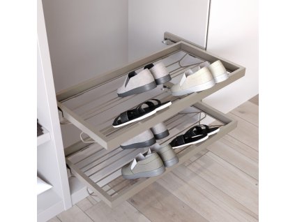 Výsuvný botník HACK s tl. dovřením, 860-894x434x106 mm, kamenná šedá