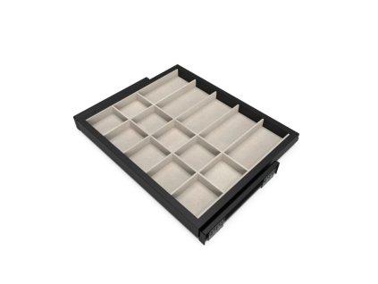 Výsuvný pořadač na doplňky HACK,  560-594x434x56 mm, černý epoxid, šedá