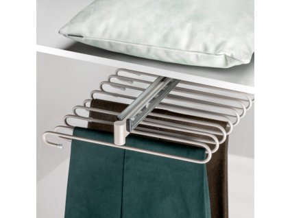 Výsuvný věšák na kalhoty HACK - 11 ramen, 340x470x100 mm, kamenná šedá