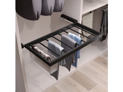Výsuvný věšák na kalhoty HACK s tl. dovřením, 760-794x434x56 mm, černý epoxid
