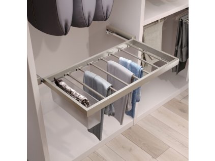 Výsuvný věšák na kalhoty HACK s tl. dovřením, 860-894x434x56 mm, kamenná šedá