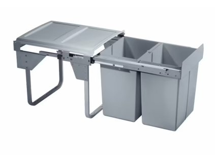 Výsuvný odpadkový 2-koš Komfort, 2x20 l, K45-šedý plast