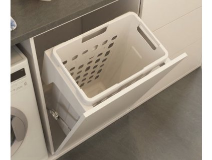 Prádelní výklopný koš Elegance, 35 l - bílý plast