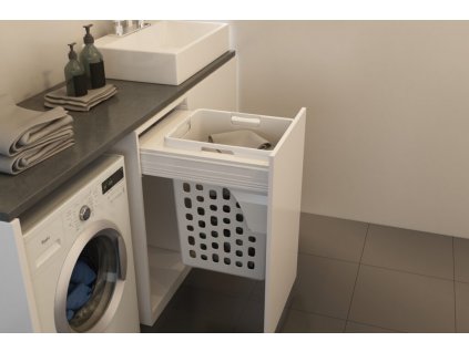 Prádelní koš Elegance, 48 l, 412-418x506x545 mm, bílý plast