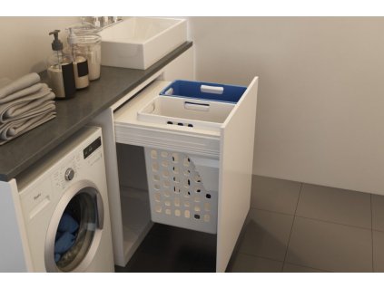 Prádelní koš Elegance, 70 (2x35) l, 562-568x506x570 mm, bílý plast