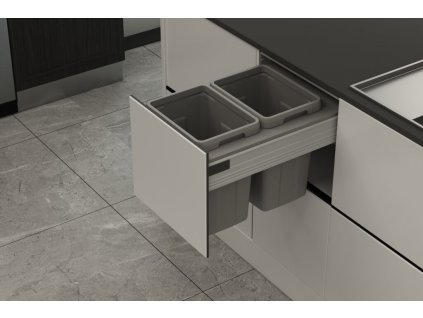 Odpadkový 2-koš Elegance, 2x13 l, K40 - šedý plast