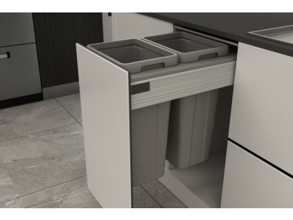Odpadkový 2-koš Elegance, 2x18 l, K40 - šedý plast