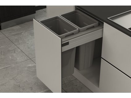 Odpadkový 2-koš Elegance, 2x21 l, K45 - šedý plast
