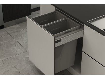 Odpadkový 2-koš Elegance, 2x35 l, K60 - šedý plast