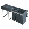 Výsuvný odpadkový 2-koš 1x20 l + 1x10 l + set pro úchycení dvířek, antracit, K30