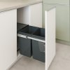 Výsuvný odpadkový 2-koš 2x20 l + set pro úchycení dvířek, antracit, K40