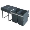 Výsuvný odpadkový 2-koš 2x20 l + set pro úchycení dvířek, antracit, K40