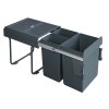 Výsuvný odpadkový 3-koš 2x10 l + 1x20 l + set pro úchycení dvířek, antracit, K40