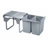 Výsuvný odpadkový 2-koš Komfort, 2x20 l, K45-šedý plast