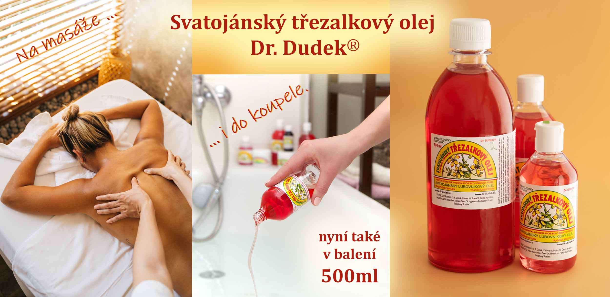 Svatojánský třezalkový olej Dr.Dudek_na masáže i do koupele_500ml