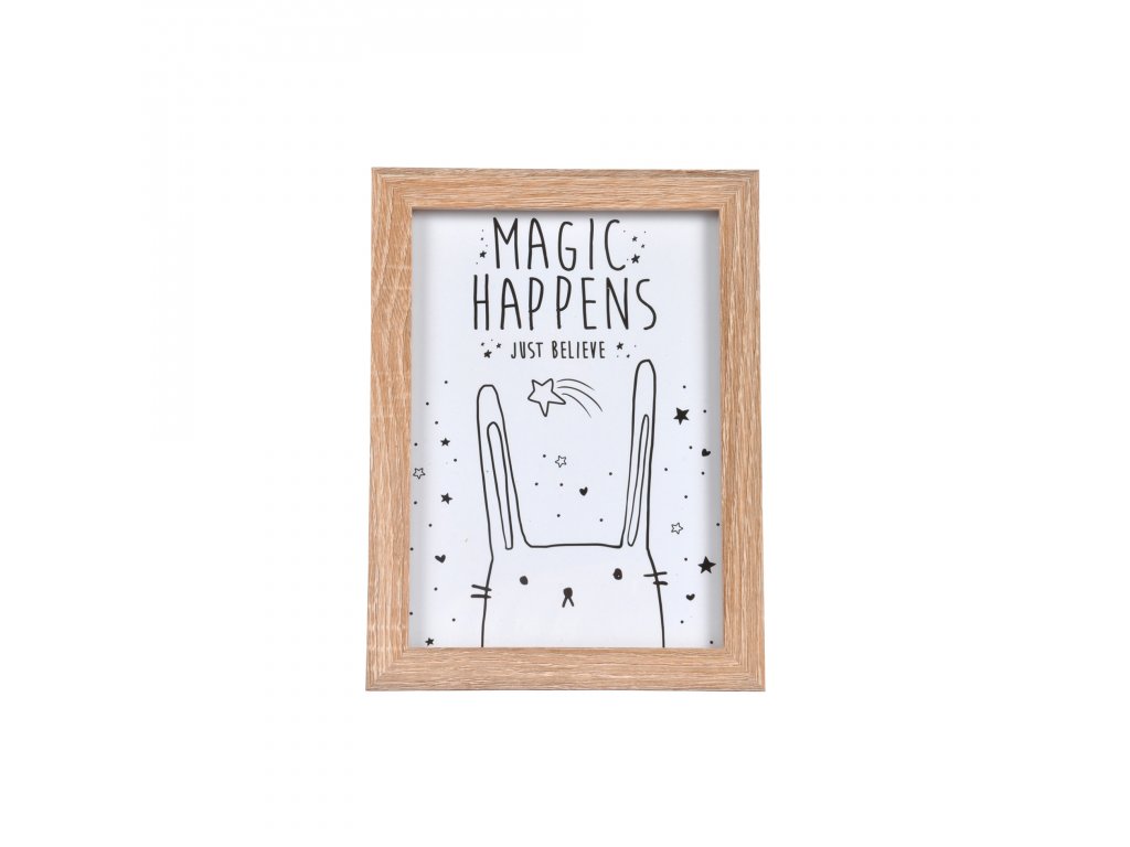 Homea Dětský obrázek s rámečkem králík Magic Happens