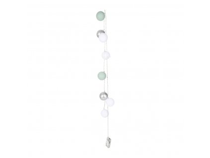 Girlanda s 10 LED koulemi bílá mintová stříbrná
