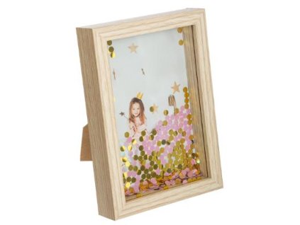 Atmosphera Stojánek na fotku s flitrem růžový a zlatý 12 x 17 cm