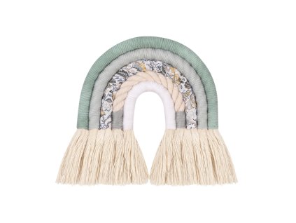 Macramé duha mintová s květinami | 2 velikosti