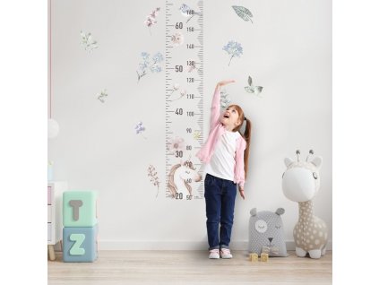 Nálepka do dětského pokoje dětský metr jednorožec 20 x 110 cm