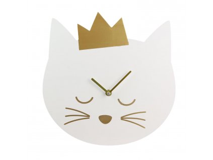 Dětské nástěnné hodiny kočka s korunkou 30 cm