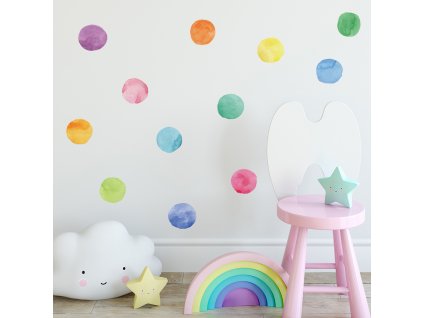 Samolepky do dětského pokoje velké vícebarevné puntíky