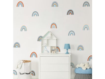 7206 detske samolepky na zed duhy modre 6 x 5 cm