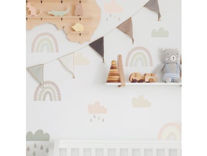 7212 detske samolepky na zed duhy jemne tony 8 x 6 cm