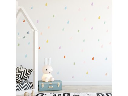 7224 samolepky do pokojicku vicebarevne kapky 3 x 5 cm