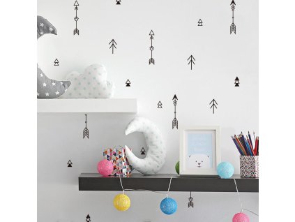 7227 samolepky do detskeho pokoje cernobile sipky 17 x 2 cm