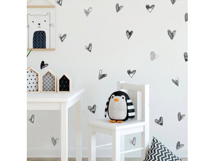 7641 samolepky do detskeho pokoje cerna srdicka 9 cm