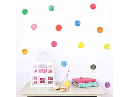8652 samolepky do pokojicku vicebarevne puntiky 7 cm