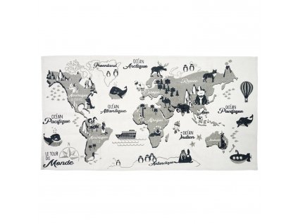 6906 detsky koberec mapa sveta sedy 140 x 70 cm