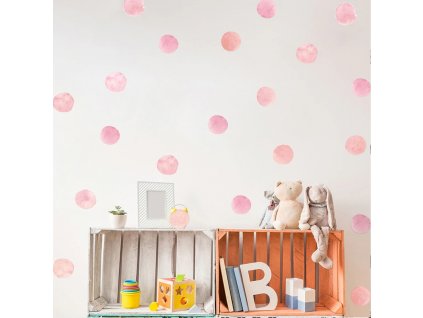 Samolepky do dětského pokoje puntíky 6 cm | 3 barvy (Barva Růžová)