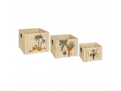 set de 3 cagettes enfant jungle bois