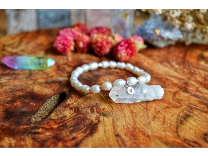 Náramek z říčních perel - silver