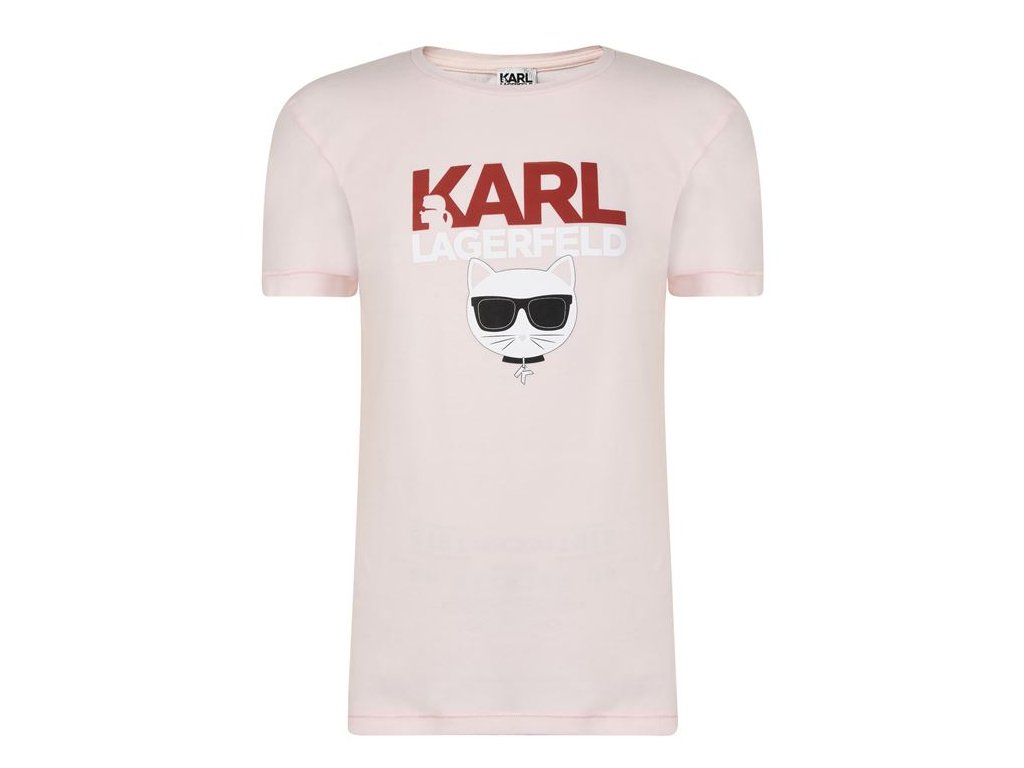 Dámské triko Karl Lagerfeld Logo Sleeve Růžové