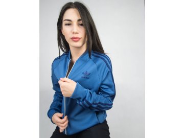 Mikina adidas Originals Zip Stripes Unisex Modrá
