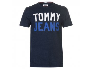 Pánské triko Tommy Hilfiger Jeans College Logo Iris Black