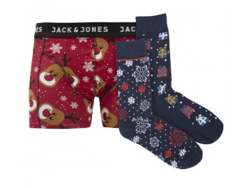 Dárkový vánoční set boxerky a ponožky Jack and Jones (Velikost S)