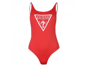 Jednodílné plavky Guess Logo Červené