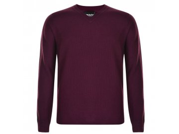 Pánský svetr DKNY V Neck Vínový (Velikost S)