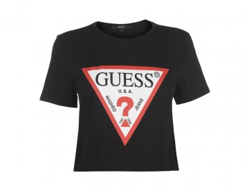 Dámský Crop top Guess Logo Černý